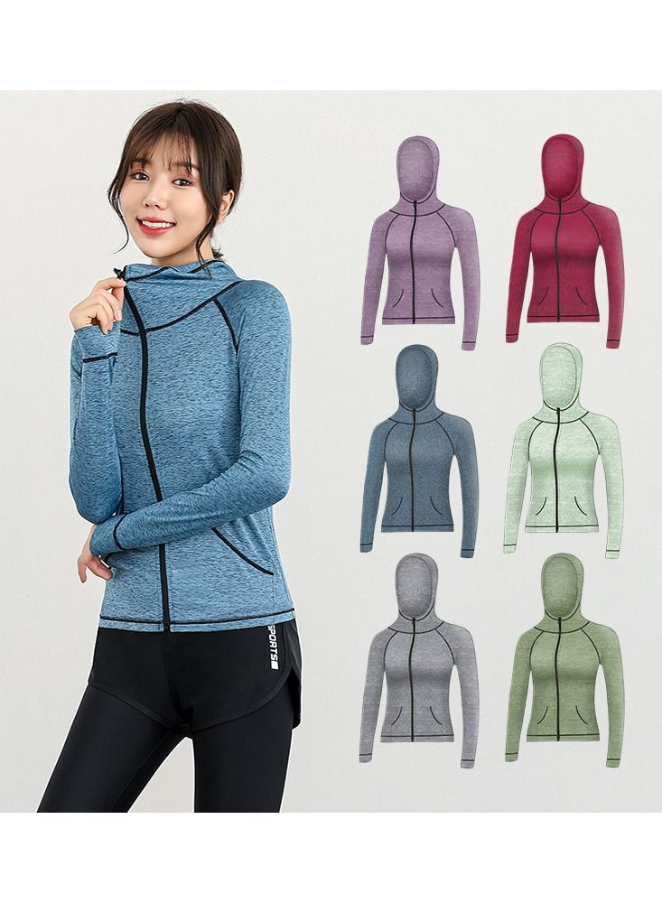 Loquat Women Quick Dry Breathable Yoga Coat Blue 