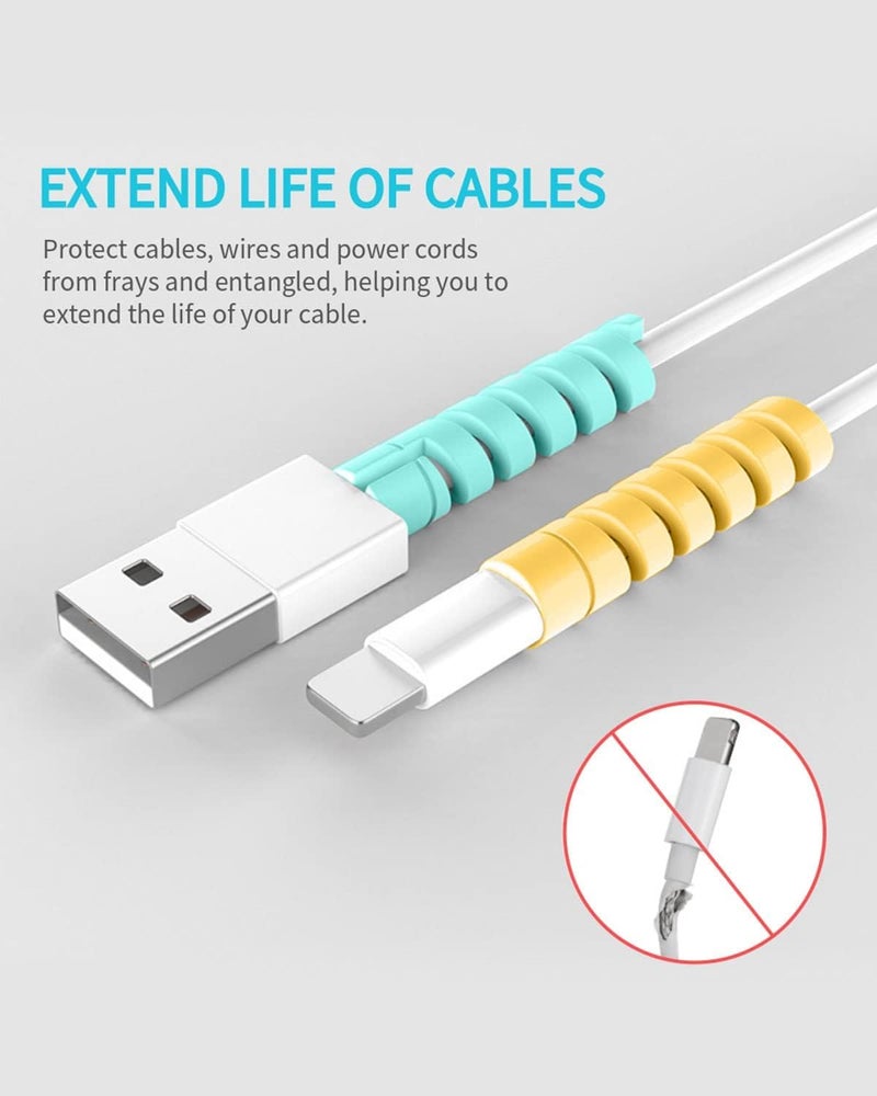 SKYCELL Spiral Charger Cable Protectors for Wires Protector Data Cable Saver Charging Cord Protective Cable Cover Set of 2 (8 Pieces) - Image 3