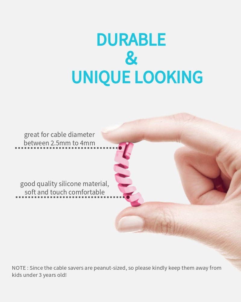 SKYCELL Spiral Charger Cable Protectors for Wires Protector Data Cable Saver Charging Cord Protective Cable Cover Set of 2 (8 Pieces) - Image 4