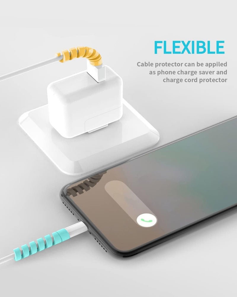 SKYCELL Spiral Charger Cable Protectors for Wires Protector Data Cable Saver Charging Cord Protective Cable Cover Set of 2 (8 Pieces) - Image 2
