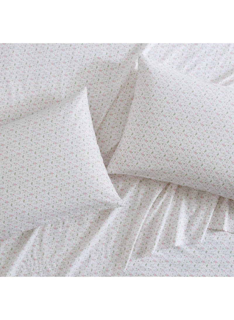 Laura Ashley - Twin XL Sheets  Cotton Percale Bedding Set  Lightweight & Breathable Home Decor (Evie Pink  Twin XL)