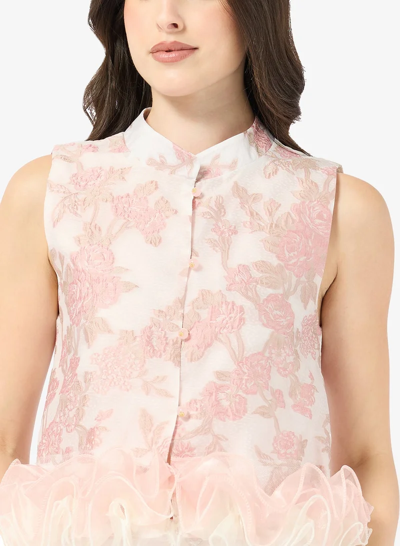 ELLA Floral Top With Ruffles
