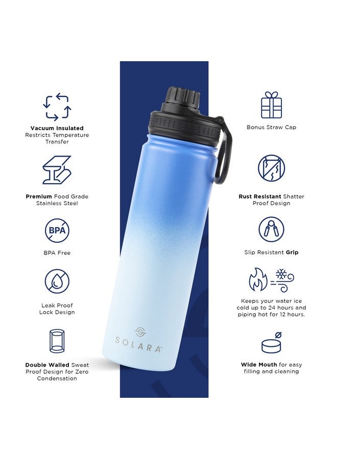 SOLARA Insulated Water Bottle 650ml, Hot Water Bottle, Thermosteel Water Bottles for Travel, Home, Office, School, Gym, Adults, Water Bottle Hot and Cold, Sipper Bottle, Blue Wave - Image 3