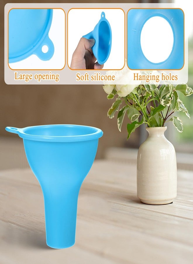 Exircy Silicone Funnels, 4 Pieces Wide Mouth Funnel Flexible Condiment Sauce Canning Set Flexible Kitchen Funnel for Home Restaurant Squeeze Bottles Jars Cans, Spice Filling Bottles Liquid Oil, 3 x 1 Inch - Image 3