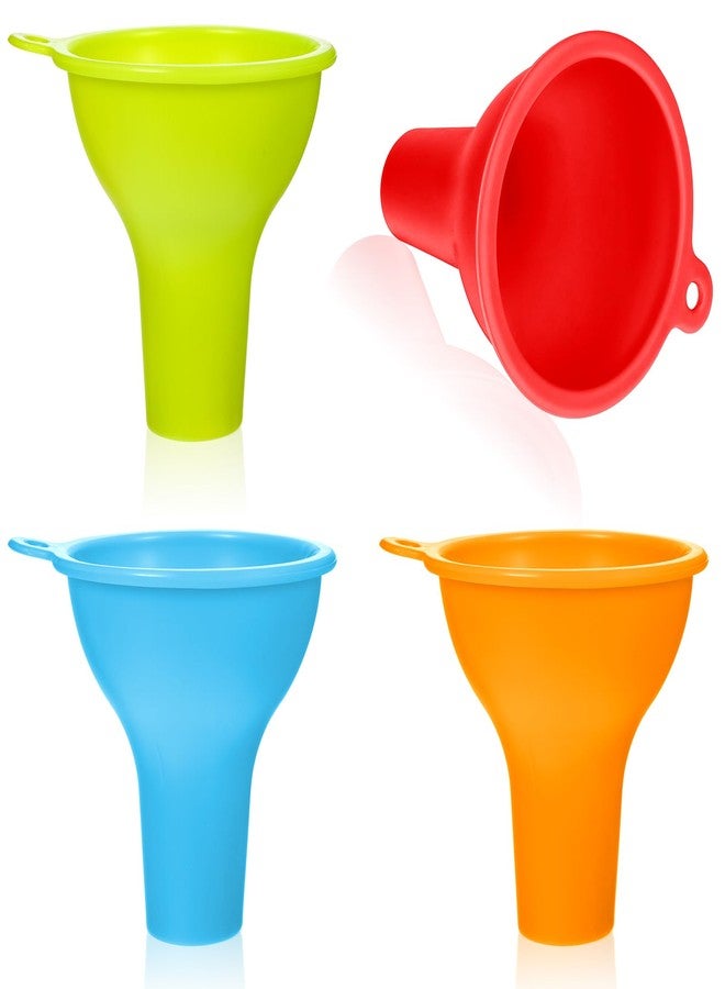 Exircy Silicone Funnels, 4 Pieces Wide Mouth Funnel Flexible Condiment Sauce Canning Set Flexible Kitchen Funnel for Home Restaurant Squeeze Bottles Jars Cans, Spice Filling Bottles Liquid Oil, 3 x 1 Inch - Image 1