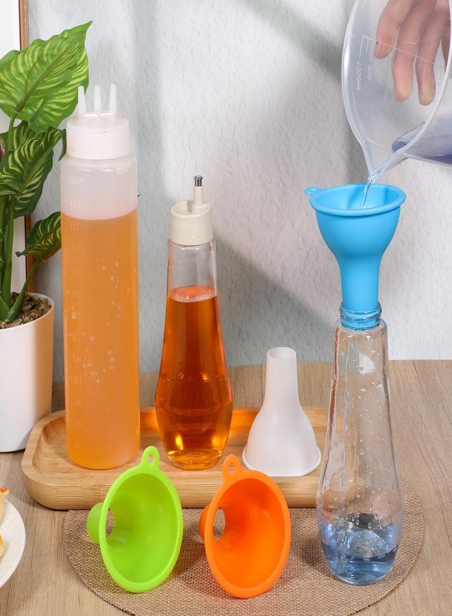 Exircy Silicone Funnels, 4 Pieces Wide Mouth Funnel Flexible Condiment Sauce Canning Set Flexible Kitchen Funnel for Home Restaurant Squeeze Bottles Jars Cans, Spice Filling Bottles Liquid Oil, 3 x 1 Inch - Image 4