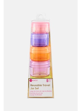 Miamica 5 Pcs Screw Cap Travel Jars Set, Green  - Image 1
