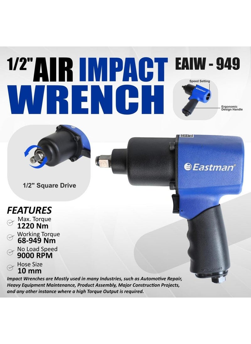 Eastman Eastman 220V Air Corded Impact Wrench with 350W Power 9000 RPM no load speed 1220 nm Torque 12 inch 127mm Chuck size electrical tools for electrician EAIW949  - Image 2