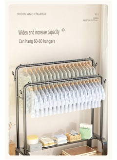 EXCLIFE Double Rod Clothes Storage Rack Black Bracket  - Image 3