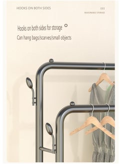 EXCLIFE Double Rod Clothes Storage Rack Black Bracket  - Image 4