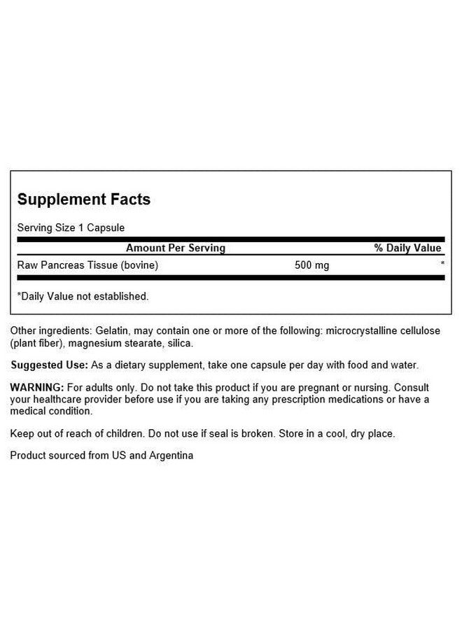 SWANSON Raw Pancreas Glandular 500 Milligrams 60 Capsules - Image 3