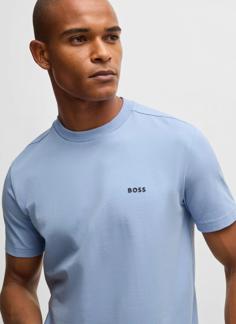 بوس Stretch-cotton regular-fit T-shirt with contrast logo