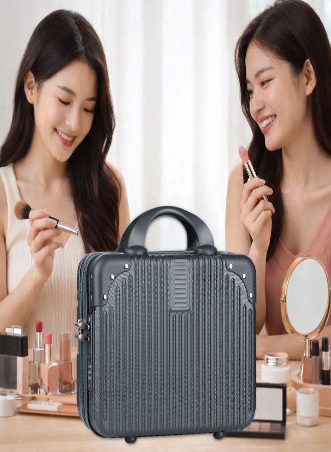 Kuruji حقيبة سفر مستحضرات التجميل المحمولة ذات الغلاف الصلب من كوروجي، حقيبة سفر يدوية صغيرة مزودة بشريط مطاطي، حقيبة صغيرة لحمل المكياج مصنوعة من مادة ABS (حقيبة مكياج - أزرق داكن) - Image 5