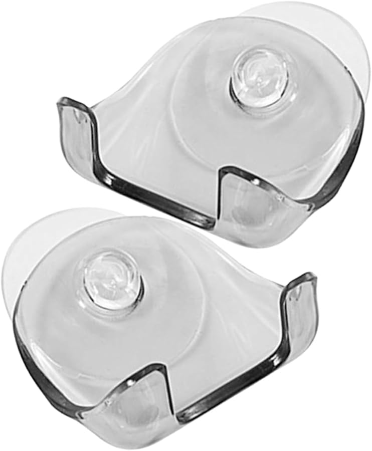 2Pcs Suction Cup Razor Holder Wall Mount Shower Storage Rack Portable Organizer White - Image 1