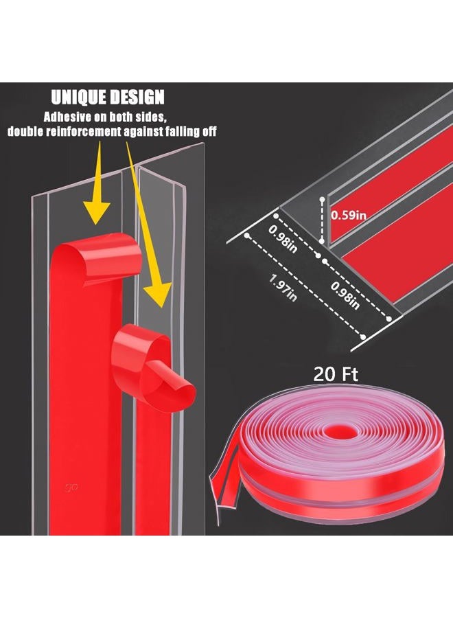 AEIOUD Upgrade T-Shaped Door Draft Stopper, Clear Silicone Seal Strip Weather Stripping for Side of Door Frame 1.97" Wide X 20 Ft Elder - Image 2