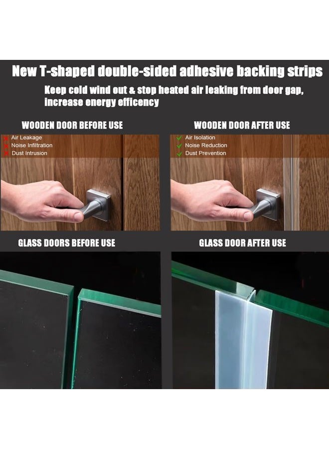 AEIOUD Upgrade T-Shaped Door Draft Stopper, Clear Silicone Seal Strip Weather Stripping for Side of Door Frame 1.97" Wide X 20 Ft Elder - Image 3