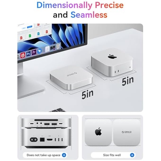 rayihni ORICO MINILINK 40GBPS(3000MB/S) MAC MINI M4 ALUMINUM DOCKING STATION WITH M.2 NVME SSD SLOT, UP TO 8TB, 40GBPS USB4 INTERFACE, STAND WITH USB-A(480MBPS), AUDIO I/O Â€“ MAC MINI M4 PRO COMPATIBLE M45P - Image 3