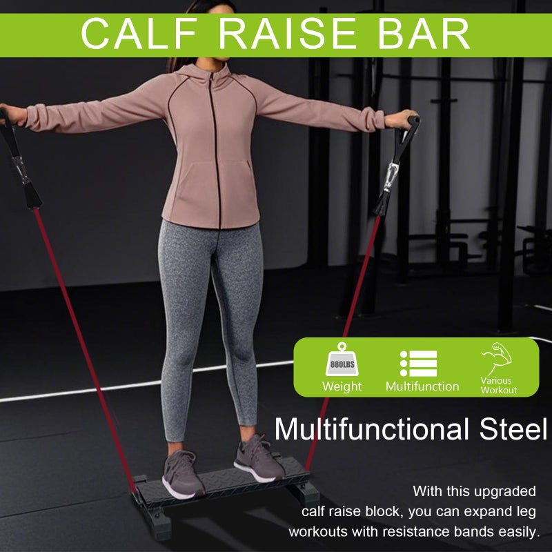 BLUSLM Multifunctional Steel Calf Raise Bar, Wide Standing Calf Raise Block for Calves Stretching, Foot Stretch Platform, Anti-Slip Squat Machine for Home Gym Workout (Black calf bar 01) - Image 5