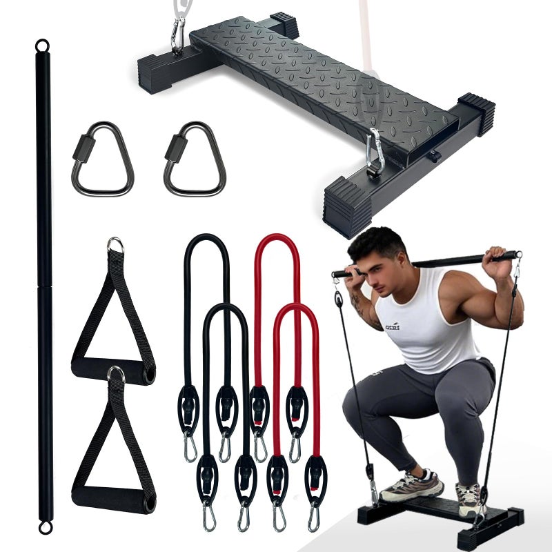 BLUSLM Multifunctional Steel Calf Raise Bar, Wide Standing Calf Raise Block for Calves Stretching, Foot Stretch Platform, Anti-Slip Squat Machine for Home Gym Workout (Black calf bar 01) - Image 1