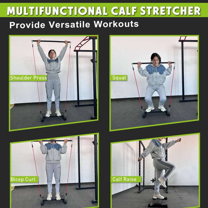 BLUSLM Multifunctional Steel Calf Raise Bar, Wide Standing Calf Raise Block for Calves Stretching, Foot Stretch Platform, Anti-Slip Squat Machine for Home Gym Workout (Black calf bar 01) - Image 4