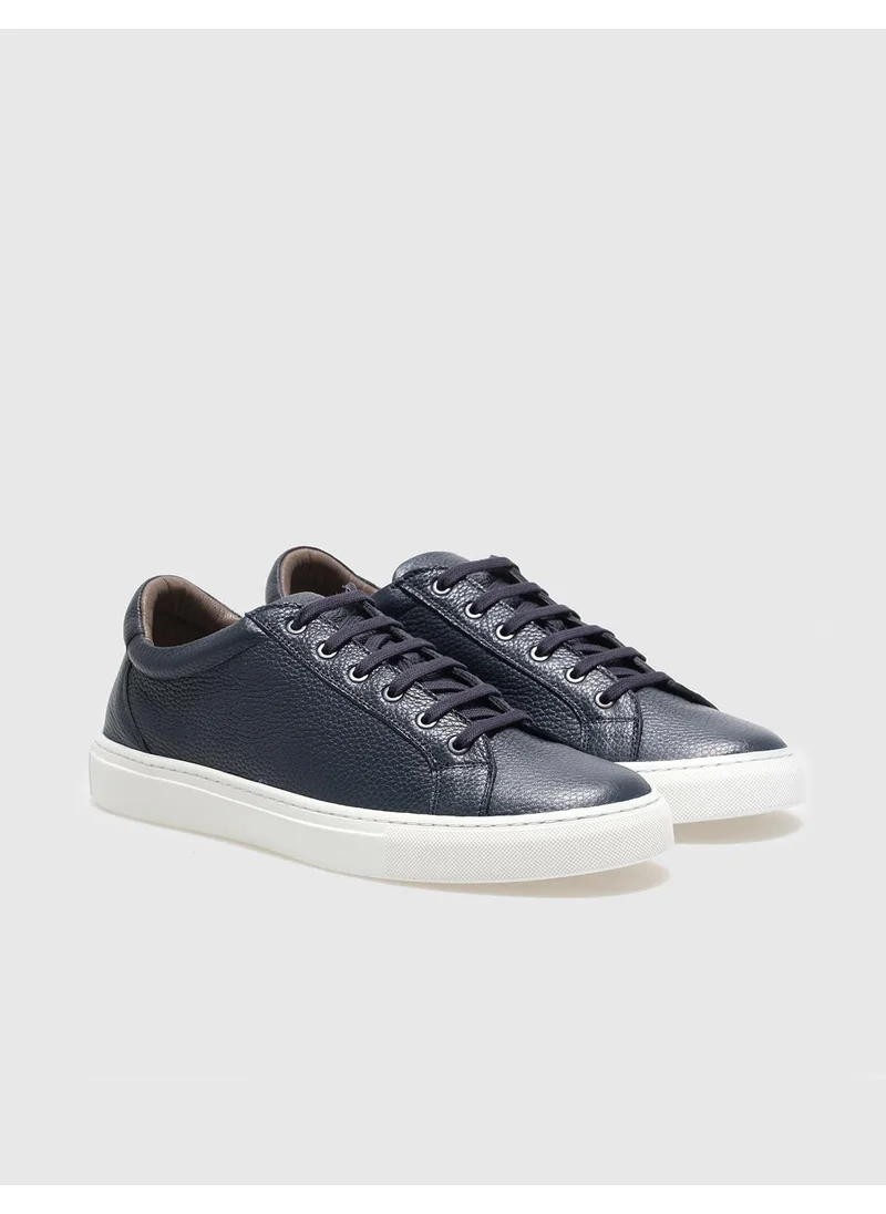 Cabani Leather Navy Blue Lace-Up Men's Sneaker