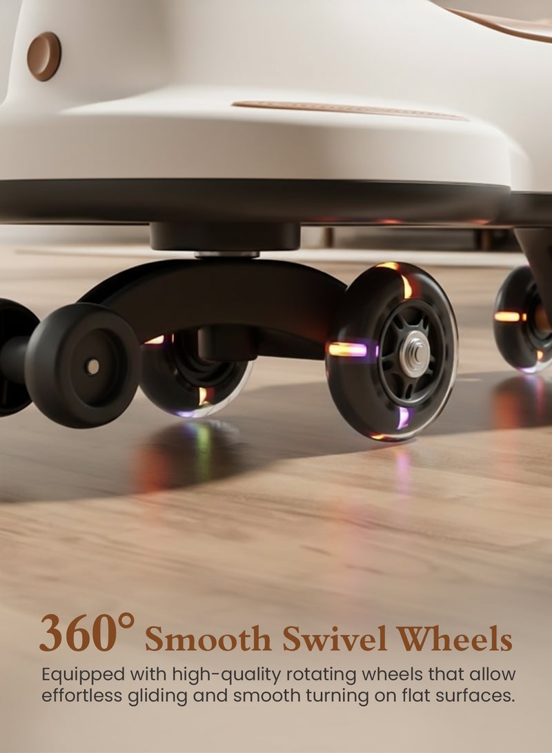 BAYBEE Kidora Baby Magic Car for Kids Push Ride On Toys Baby Cars with Scratch Free PU LED Wheels, Music & Storage Space | Kids Car Childrens Ride on Car | Childrens Swing Car for Kids 3+ Years Boys Girls Beige - Image 5