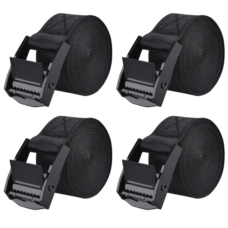 TRIWONDER Cinch Tie Down Strap Lashing Straps Heavy Duty Nylon Straps with Cam Buckles for Cargo Trucks Boat MotorcycleSUP Kayak Canoe Trailer 1m Black 4 Pack - Image 2