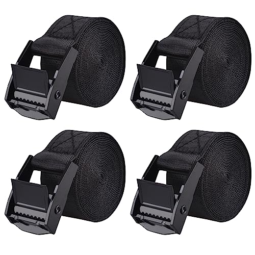 TRIWONDER Cinch Tie Down Strap Lashing Straps Heavy Duty Nylon Straps with Cam Buckles for Cargo Trucks Boat MotorcycleSUP Kayak Canoe Trailer 1m Black 4 Pack - Image 1
