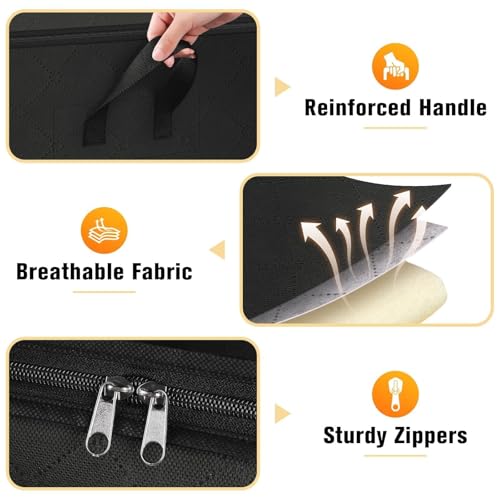 SpaceTrove Clothes Storage Bags, 6-Pack Comforter Blanket Organizers, 80L Large Capacity Containers with Visual Window for Clothing, Quilt, Sheet, Pillow, Closet Organization for Bedding (Black) - Image 3