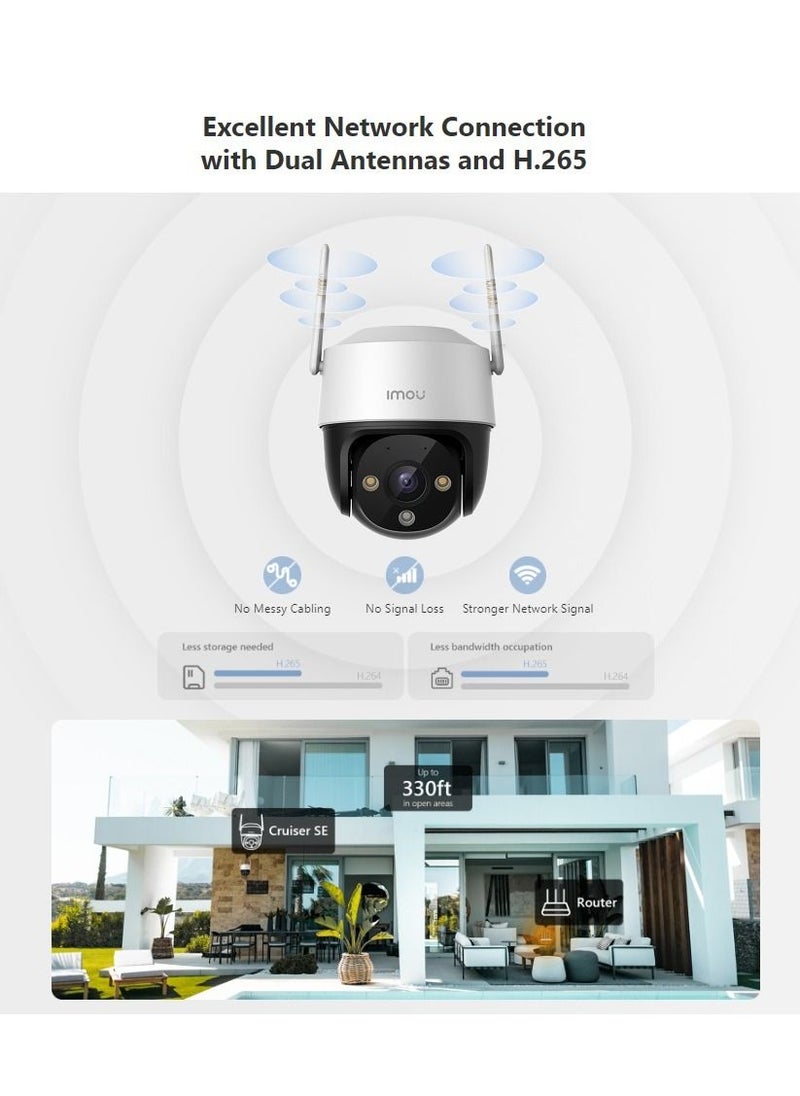 IMOU Cruiser SE WIFI Camera 4MP 360 Degree Color Night Vision Smart Tracking 1080P FHD Pan/Tilt Outdoor Non POE Wireless 3.6mm Audio White  - Image 5