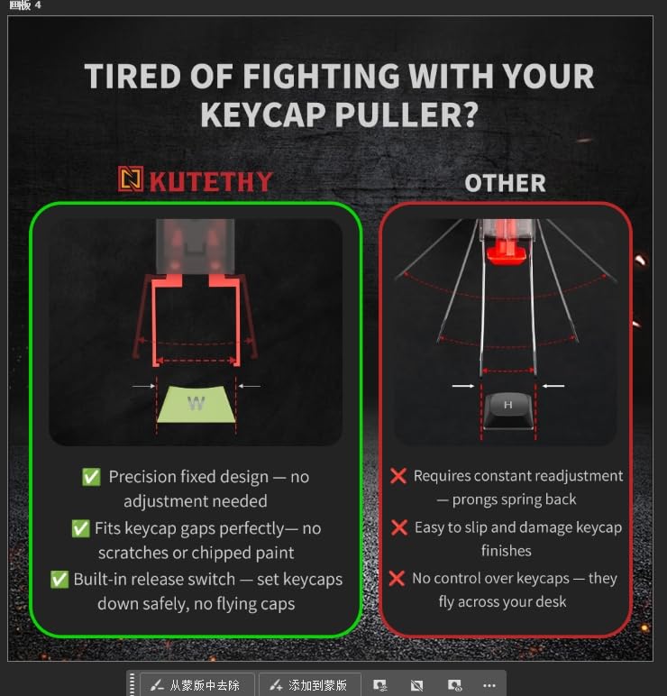 kutethy Twins Switch Puller Keycap Puller for Mechanical Keyboard, DIY Tool Easily Remove and Replace Gaming Keyboard Switches and keycaps(Black - Image 3