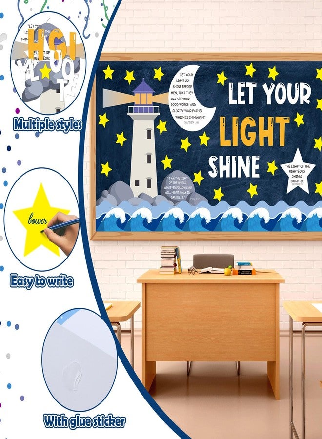 Mooliwe 88 Pcs Let Your Light Shine Bulletin Board Set Christian Religious Bulletin Board Decoration Bible Verse Lighthouse Cutouts Christian Classroom Decor for Church Sunday School Wall - Image 3