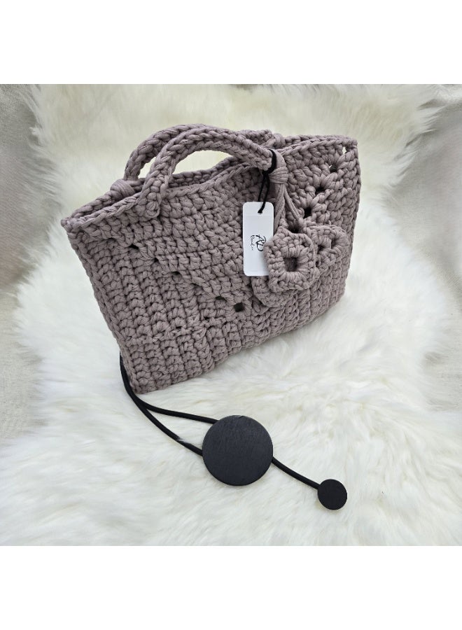 RandSac Smokey Grey Crochet Tote Top Handle Handbag - Image 2