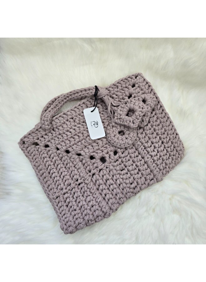 RandSac Smokey Grey Crochet Tote Top Handle Handbag - Image 1