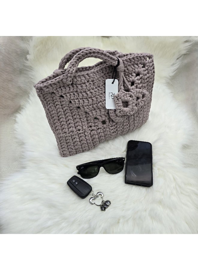 RandSac Smokey Grey Crochet Tote Top Handle Handbag - Image 3
