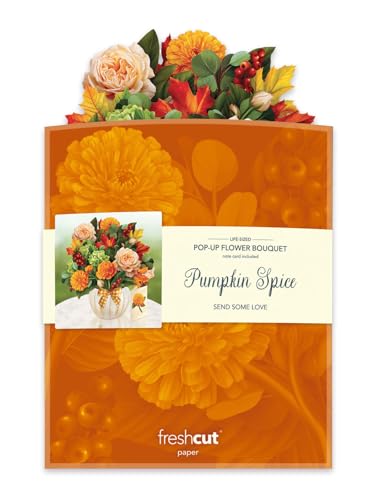 Freshcut Paper Pop Up Cards, Pumpkin Spice, 12 Inch Life Sized Forever Flower Bouquet 3D Popup Greeting Card, Autumn Cards, Birthday Card, Blank Notecard & Envelope - Image 3