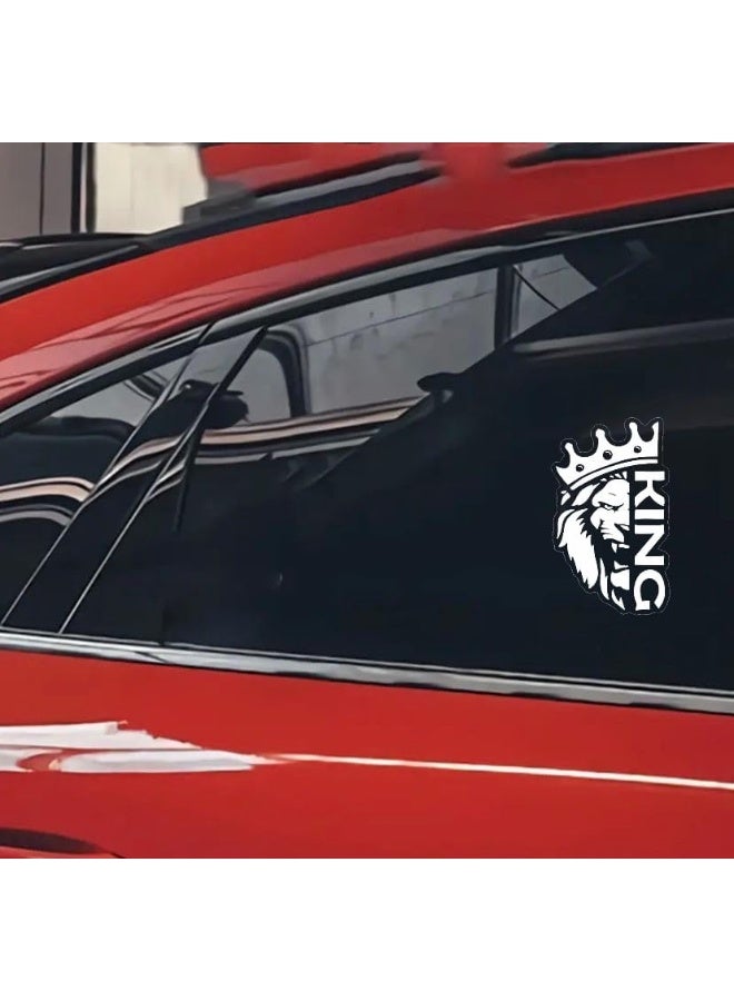 Home Trove Arawara Lion Face Decal For Car Vinyl Window, Crown King With Lion Symbol Royal Car Sticker, King Of The Road, Majestic Car Decal, 1Pc (White)  - Image 2