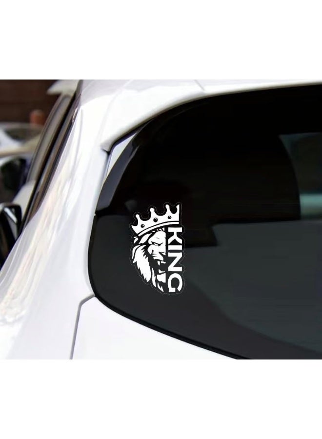 Home Trove Arawara Lion Face Decal For Car Vinyl Window, Crown King With Lion Symbol Royal Car Sticker, King Of The Road, Majestic Car Decal, 1Pc (White)  - Image 3