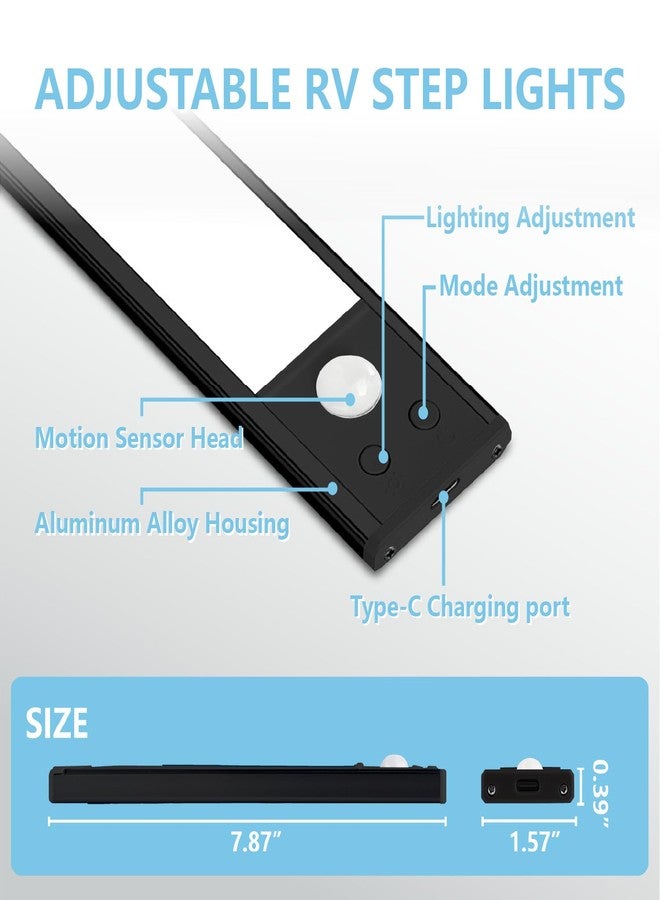 مجموعة مصابيح Rvhouse ثنائية تعمل بحركة القدم، قابلة لإعادة الشحن عبر منفذ USB، 48 مصباح LED، مصابيح تخييم قابلة للتعديل بثلاثة ألوان، مناسبة للسفر بالسيارات المتنقلة، والمقطورات، والعربات السكنية (أسود) - Image 2