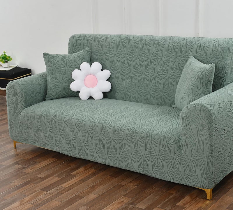 Yellow Weaves 4 Seater Stretchable Sofa Cover, Elasticity Slipcover for Couch Protector Stretchable Protective Case with Universal Fit (Botanical Pastel Green) - Image 1