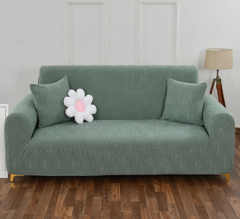 Yellow Weaves 4 Seater Stretchable Sofa Cover, Elasticity Slipcover for Couch Protector Stretchable Protective Case with Universal Fit (Botanical Pastel Green) - Image 2