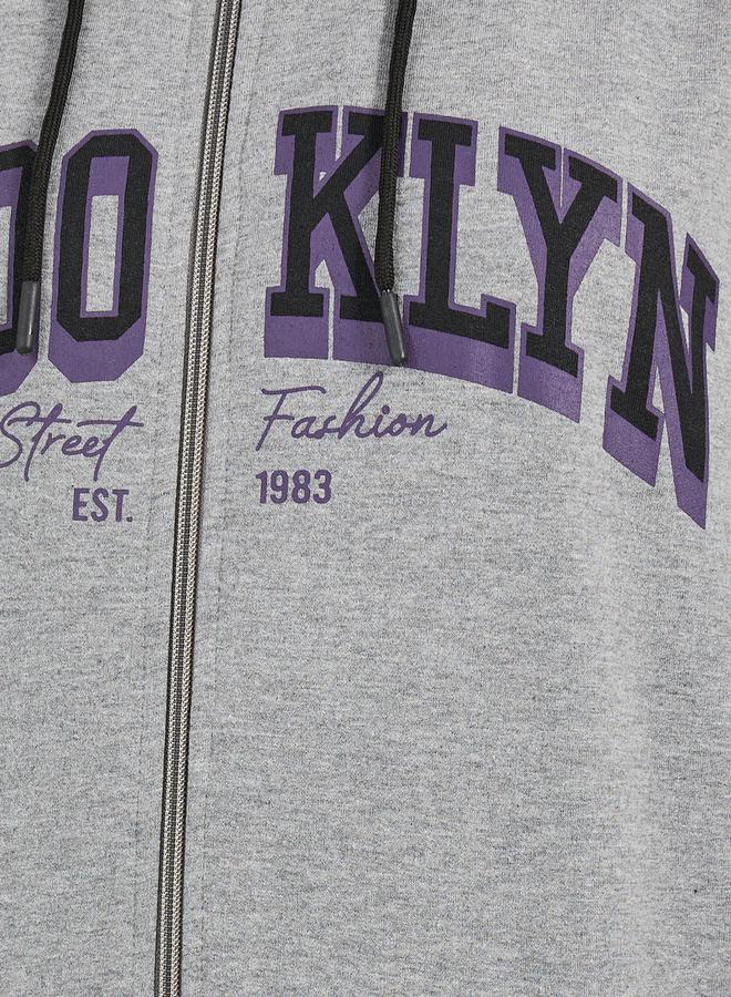 Styli Oversized Longline Zip Through Slogan Hoodie - Image 3