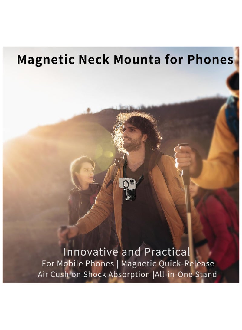 XICEN TELESIN Magnetic Neck POV Mount for Mobile Phone/ MagSafe Compatible Cell Phone Neck Holder Vlog Selfie Mount for iPhone 15 14 13 12 Series Android Phones - Image 4