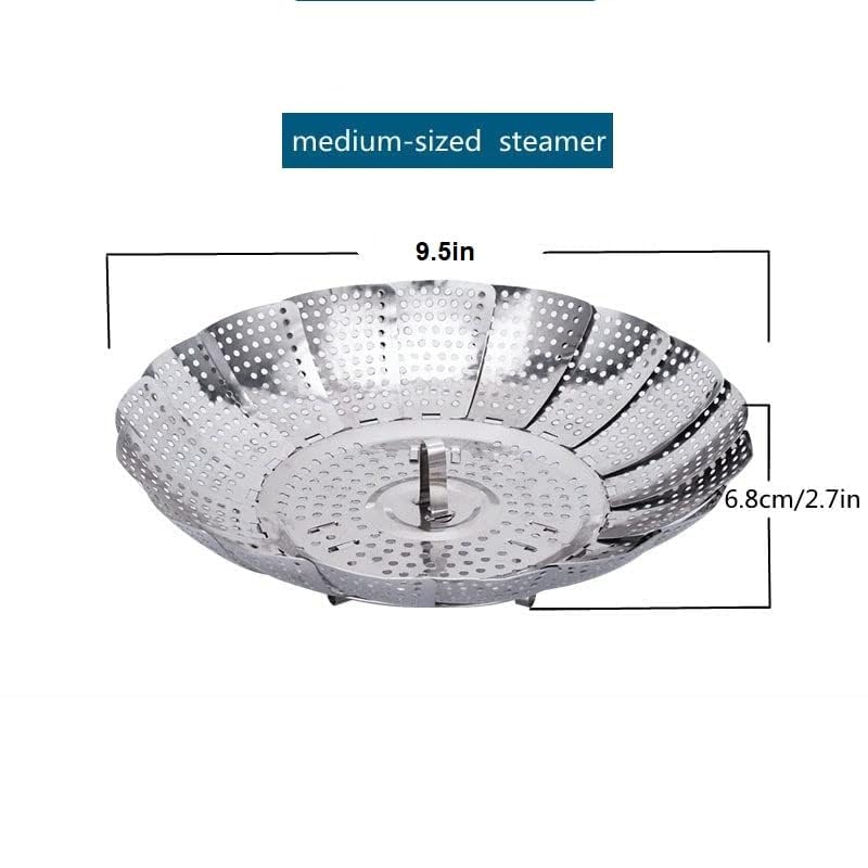 PRAMANTA Folding Steamer Basket Stainless Steel Pot Pan Instant Basket for Cooking Expandable Collapsible Steam Basket Compatible Pressure Cooker 95 Inch 1Pcs - Image 3