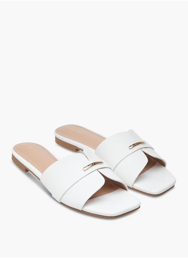 Flora Bella By Shoexpress Metal Accent Slip-On Flat Sandals