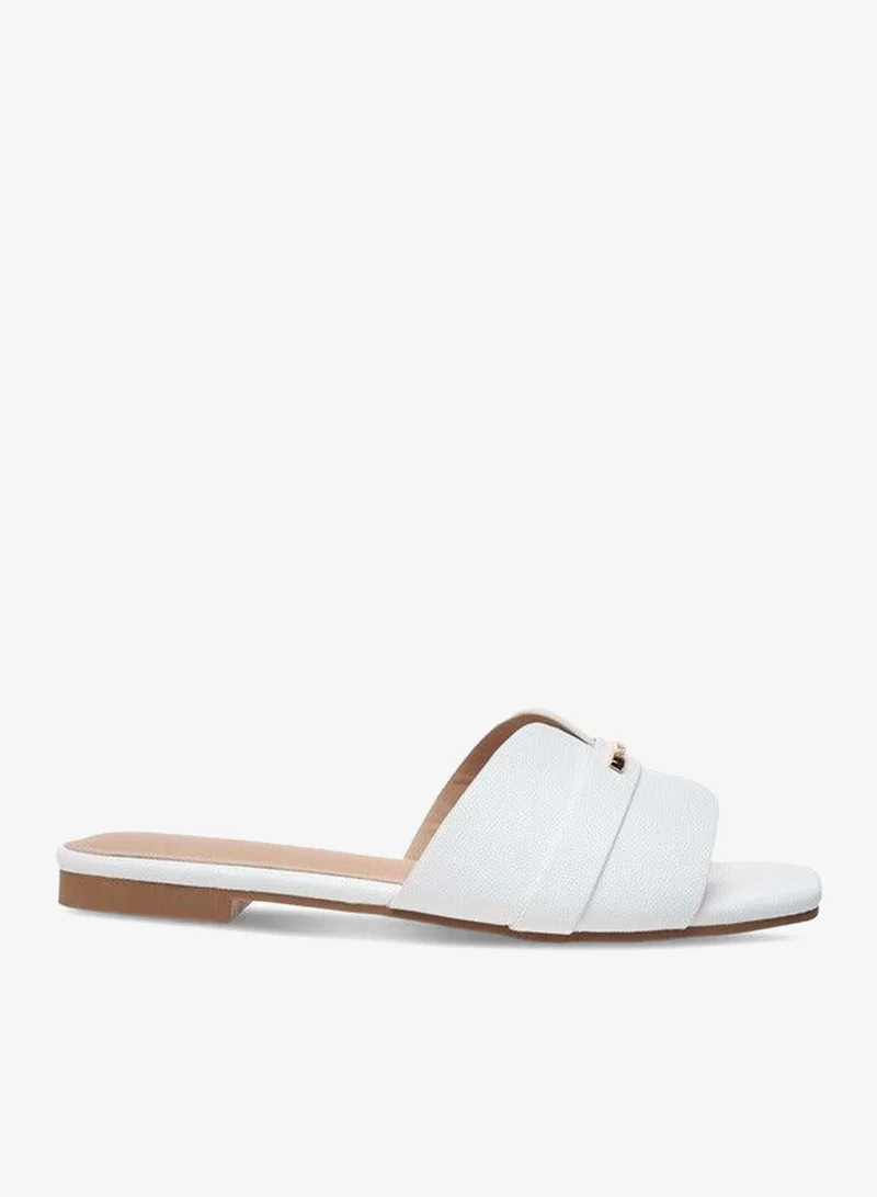 Flora Bella By Shoexpress Flora Bella Metal Accent Slip-On Flat Sandals