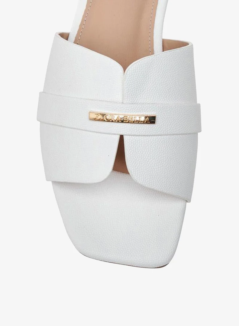 Flora Bella By Shoexpress WHITE Flora Bella Metal Accent Slip-On Flat Sandals for Women | Best Price UAE