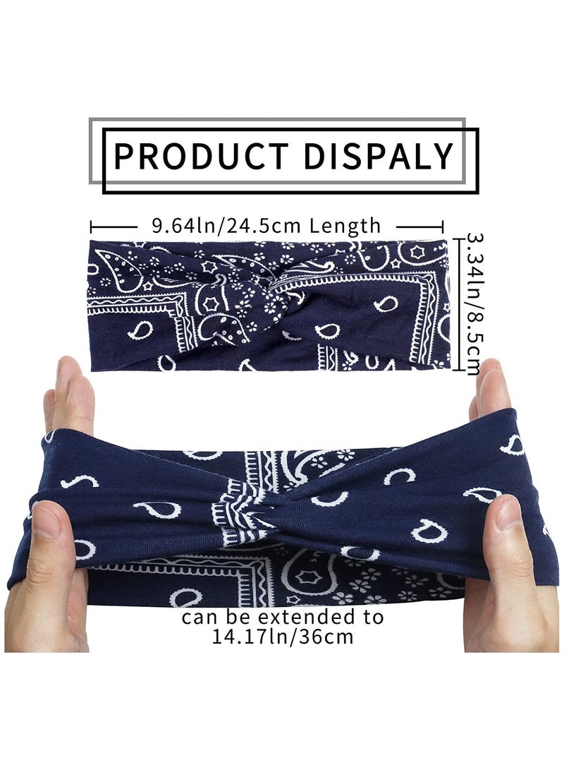 MileMelo Hair Band Women Wide Elastic Soft 6Pcs Summer Boho Headband Print Hair Jewelry Yoga Sport Hair Band Multi Color Thin Headband - Image 2