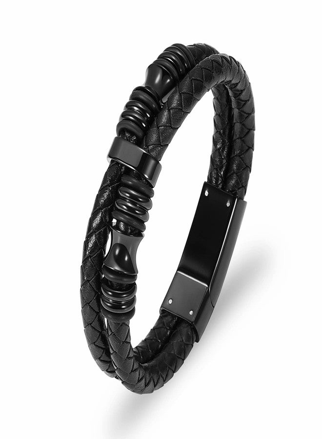 Minicremation Cremation Jewelry Urn Bracelet for Ashes Braided Leather Memorial Urn Bangle Ashes Holder for Men Women Keepsake Jewelry(Black 20cm) - Image 1