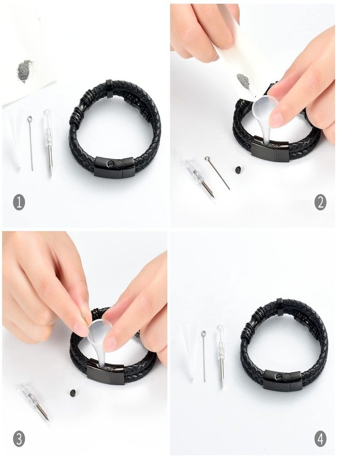 Minicremation Cremation Jewelry Urn Bracelet for Ashes Braided Leather Memorial Urn Bangle Ashes Holder for Men Women Keepsake Jewelry(Black 20cm) - Image 3
